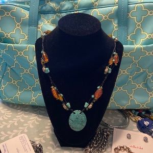 Vintage Turquoise and Amber Necklace